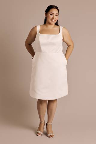Picture of Satin Square Neck Mini Dress with Organza Bow Back